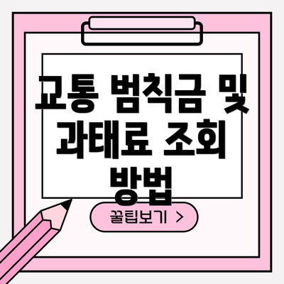 교통 범칙금 및 과태료 조회 방법