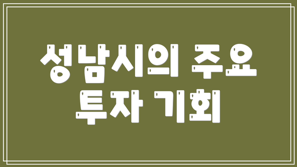 성남시의 주요 투자 기회