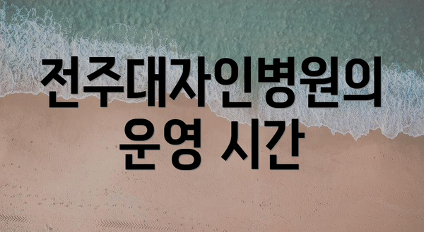전주대자인병원의 운영 시간